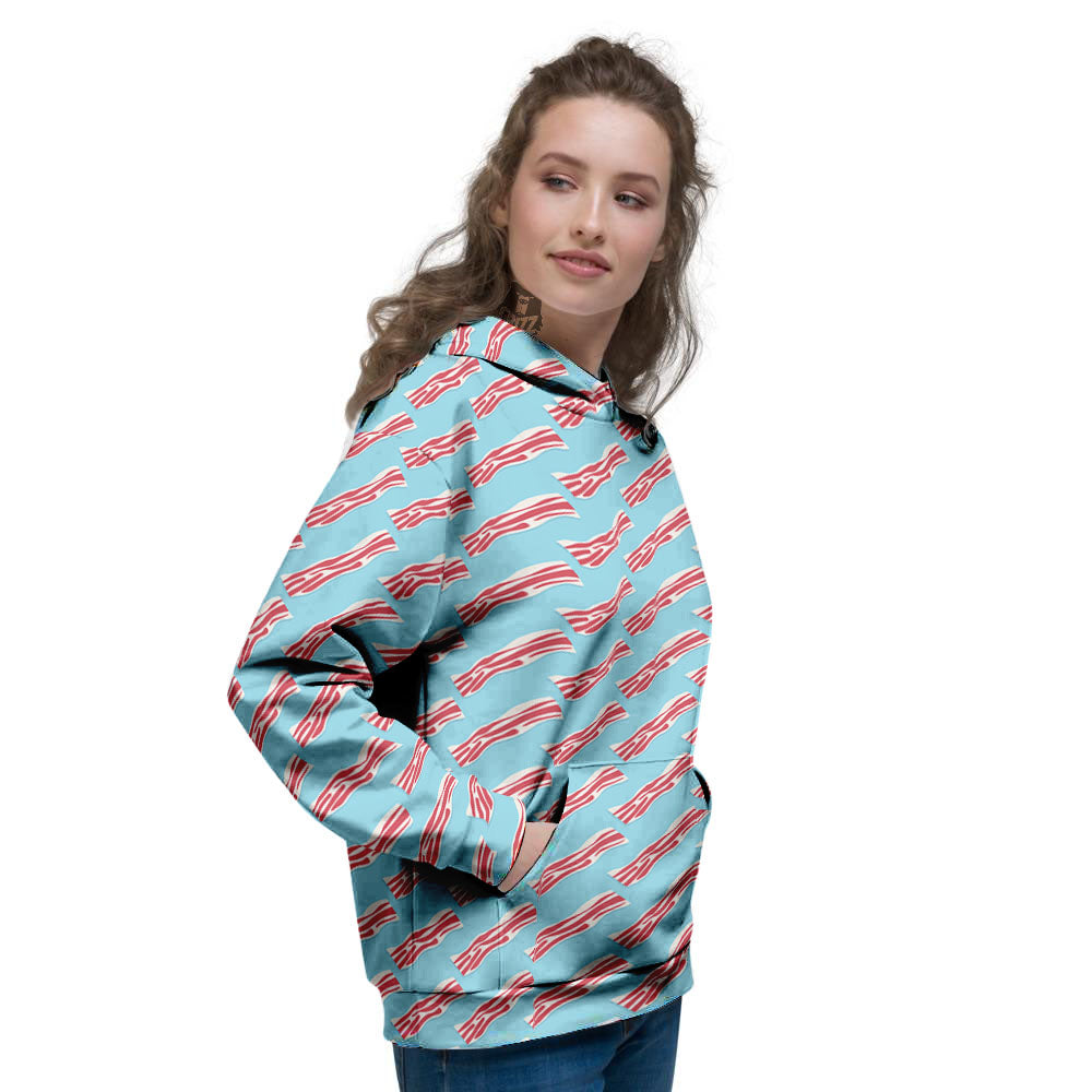 Bacon Blue Print Pattern Women's Hoodie-grizzshop