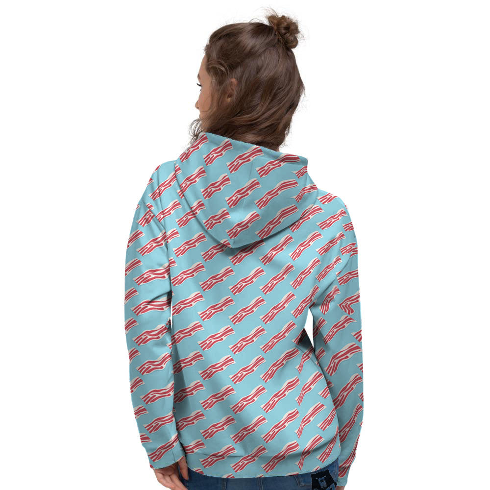 Bacon Blue Print Pattern Women's Hoodie-grizzshop
