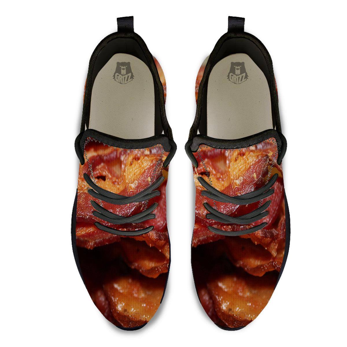 Bacon Crispy Print Black Athletic Shoes-grizzshop