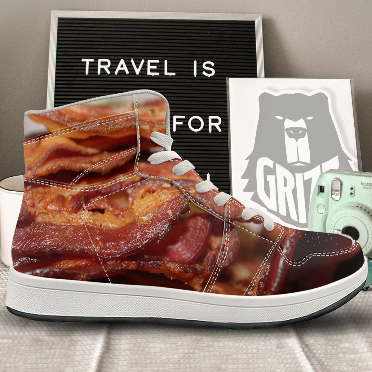Bacon Crispy Print High Top Sneakers-grizzshop