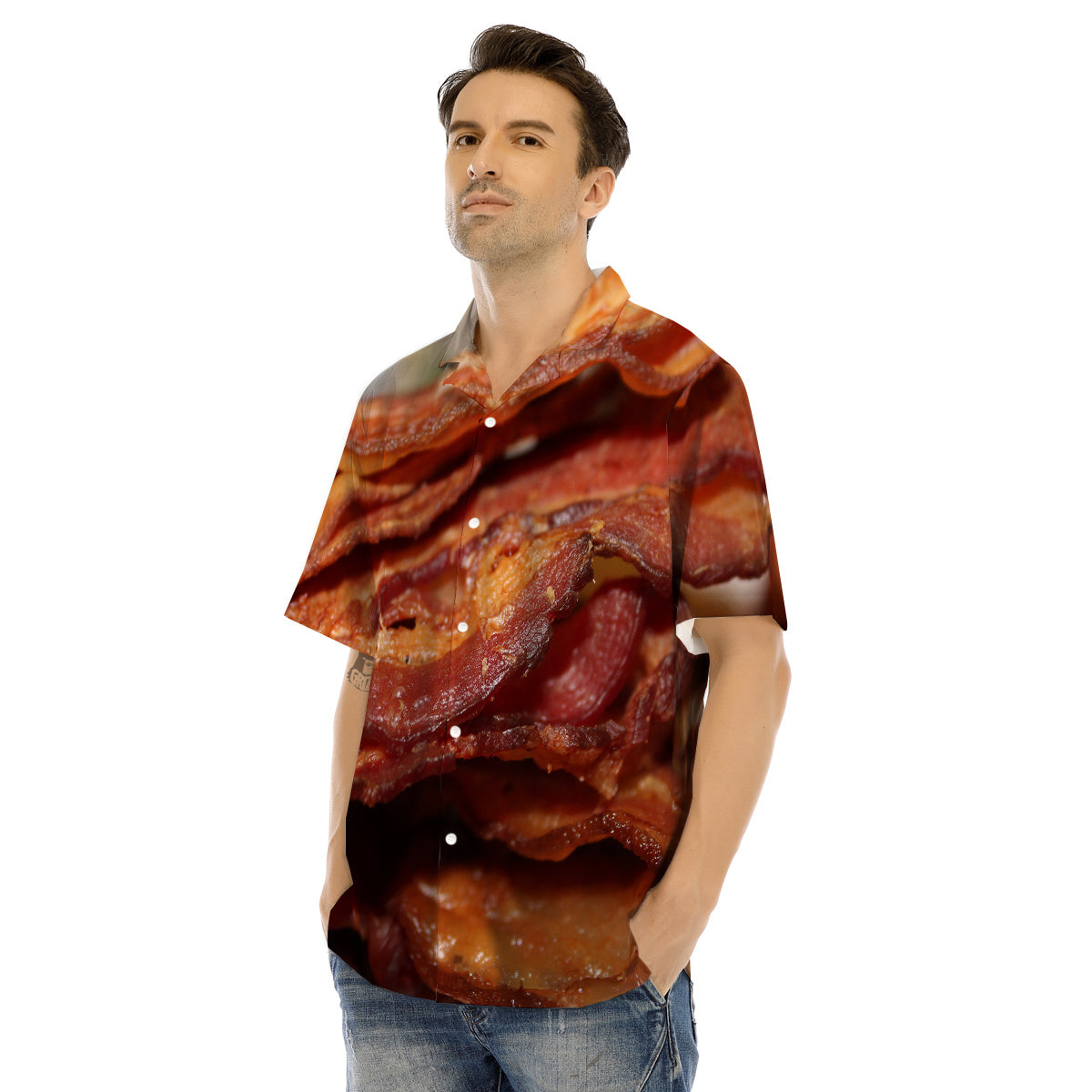 Bacon Crispy Print Men's Hawaiian Shirt-grizzshop