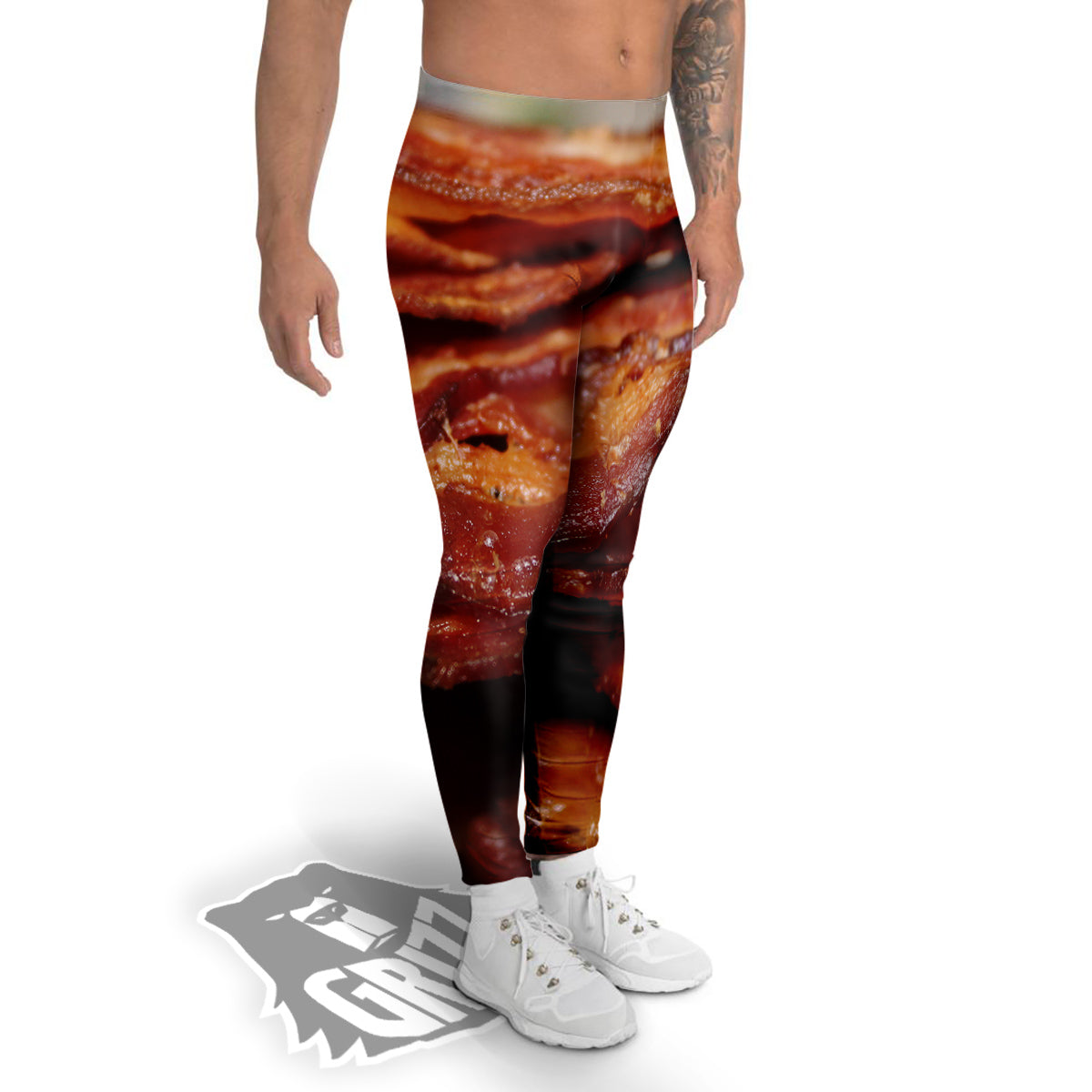 Bacon Crispy Print Men's Leggings-grizzshop