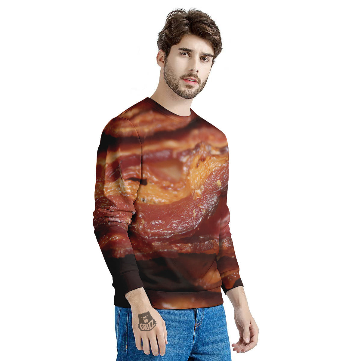 Bacon Crispy Print Men's Sweatshirt-grizzshop