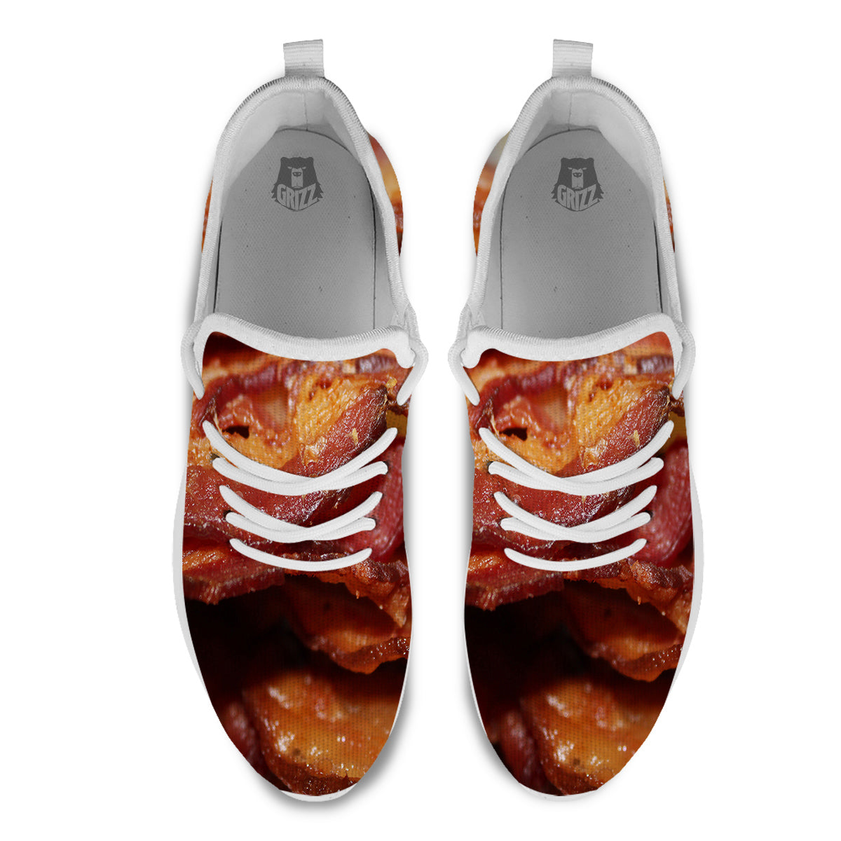 Bacon Crispy Print White Athletic Shoes-grizzshop