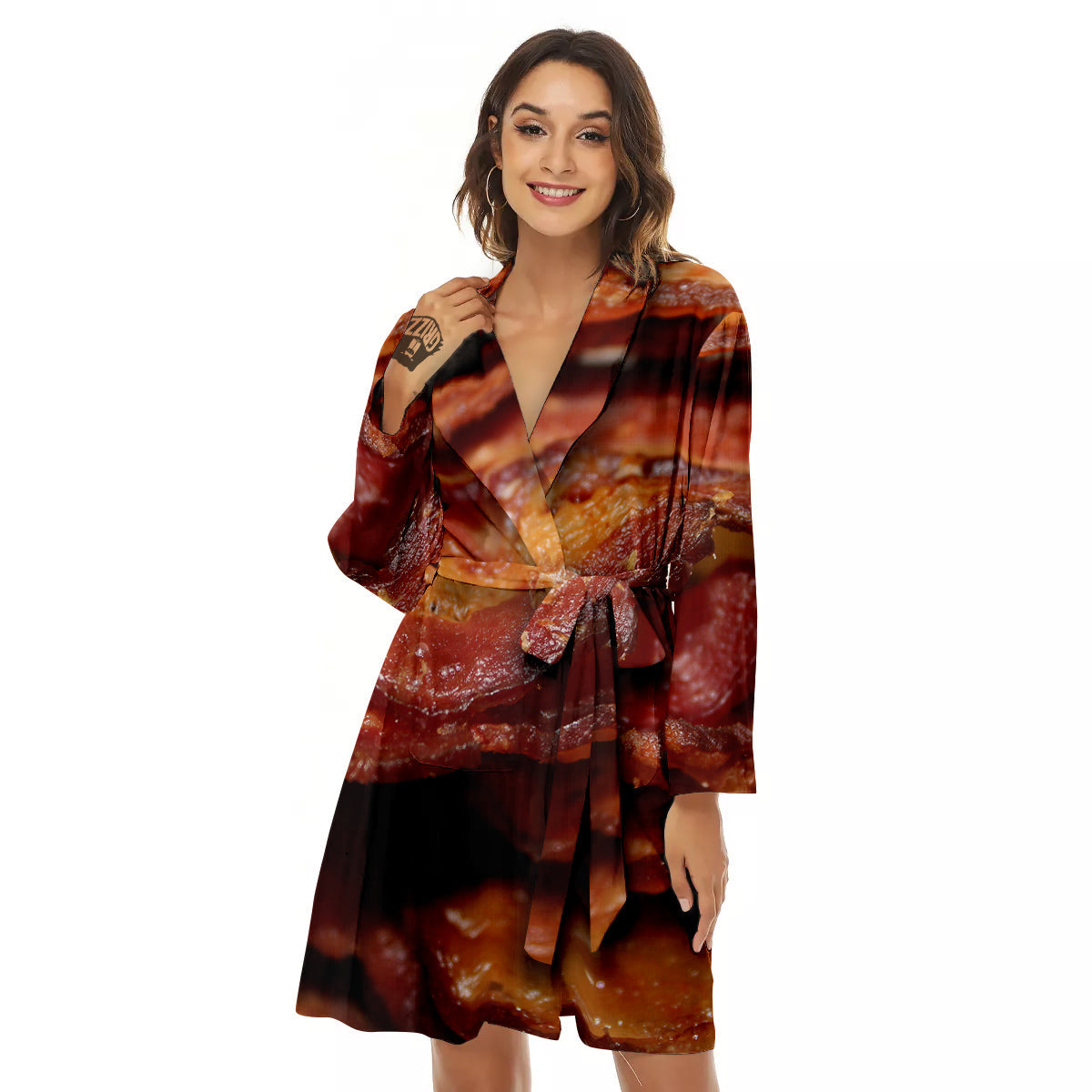 Bacon Crispy Print Women's Robe-grizzshop