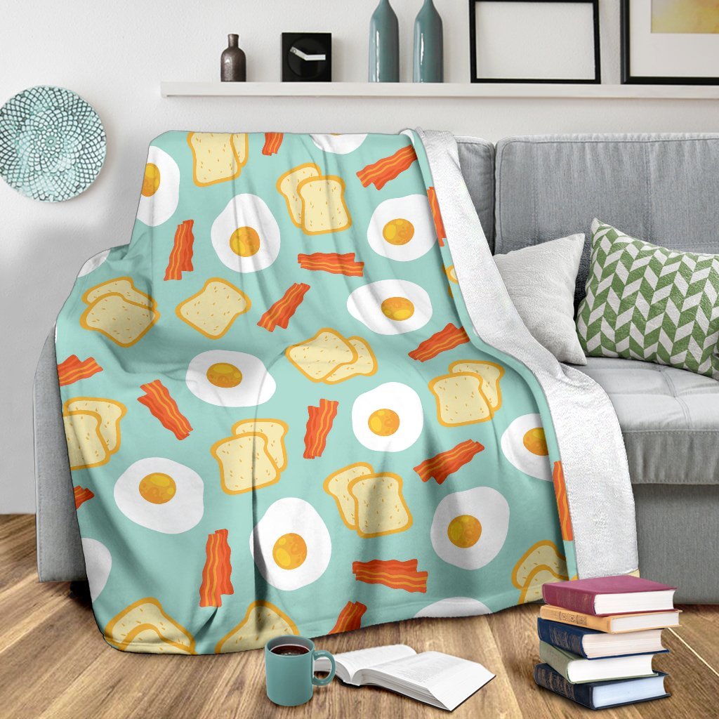 Bacon Egg Bread Pattern Print Blanket-grizzshop