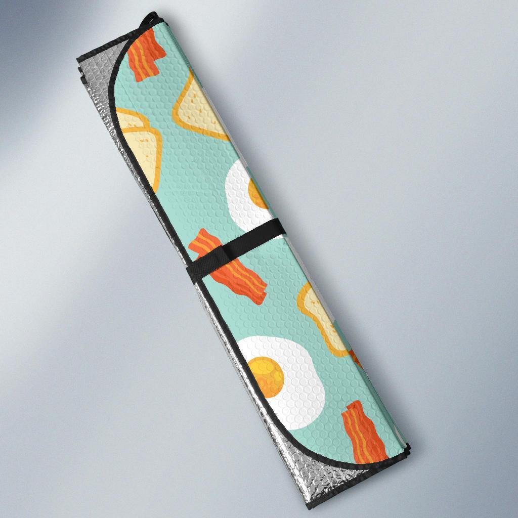 Bacon Egg Bread Pattern Print Car Sun Shade-grizzshop