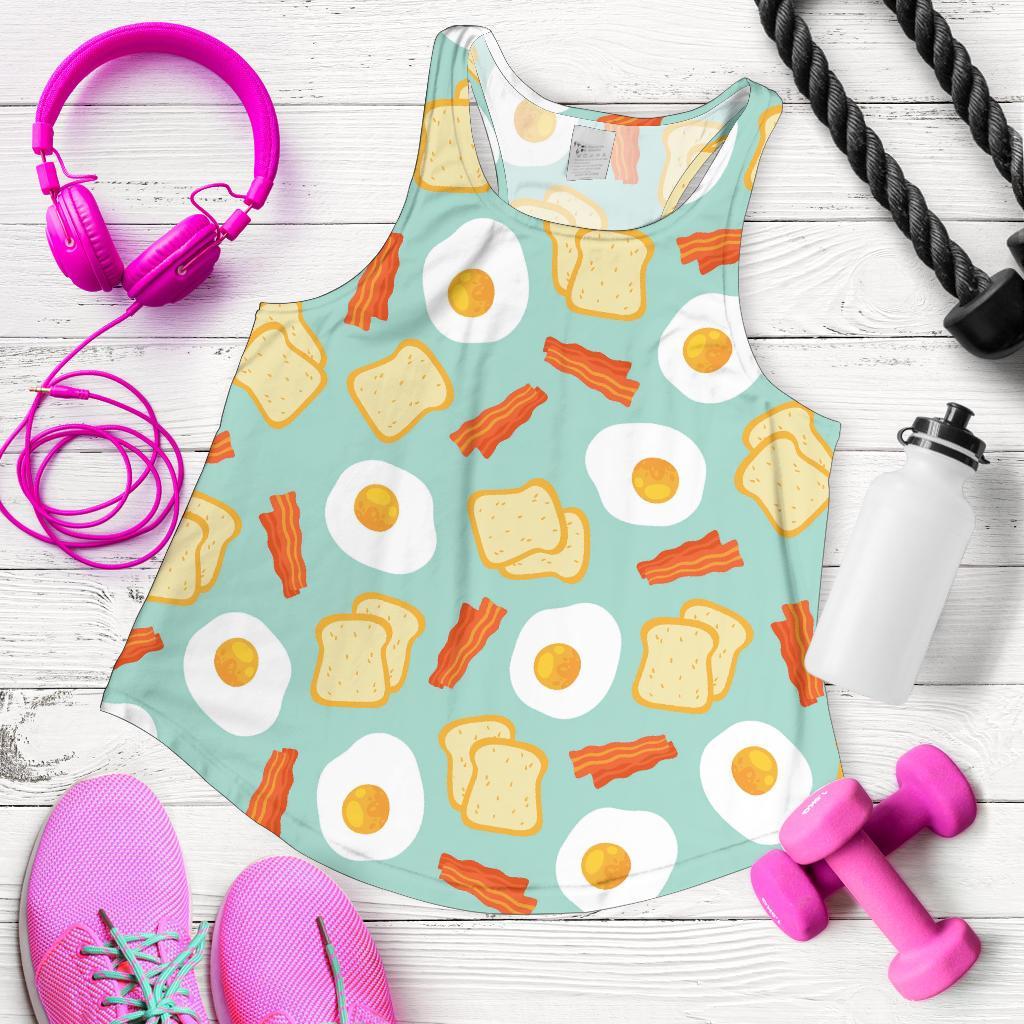 Bacon Egg Bread Pattern Print Racerback Tank Tops-grizzshop