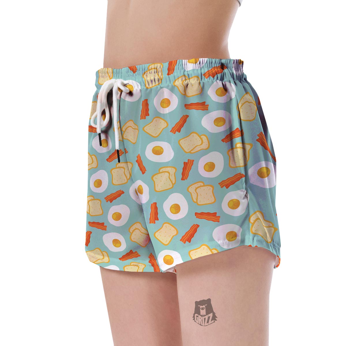 Bacon Egg Bread Pattern Print Women's Shorts-grizzshop