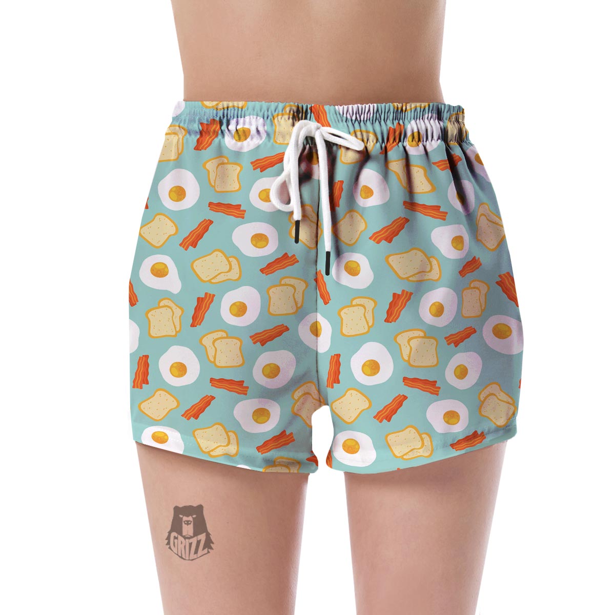 Bacon Egg Bread Pattern Print Women's Shorts-grizzshop