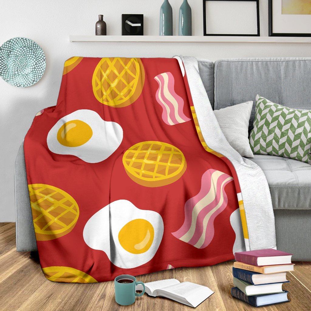 Bacon Egg Pancake Pattern Print Blanket-grizzshop