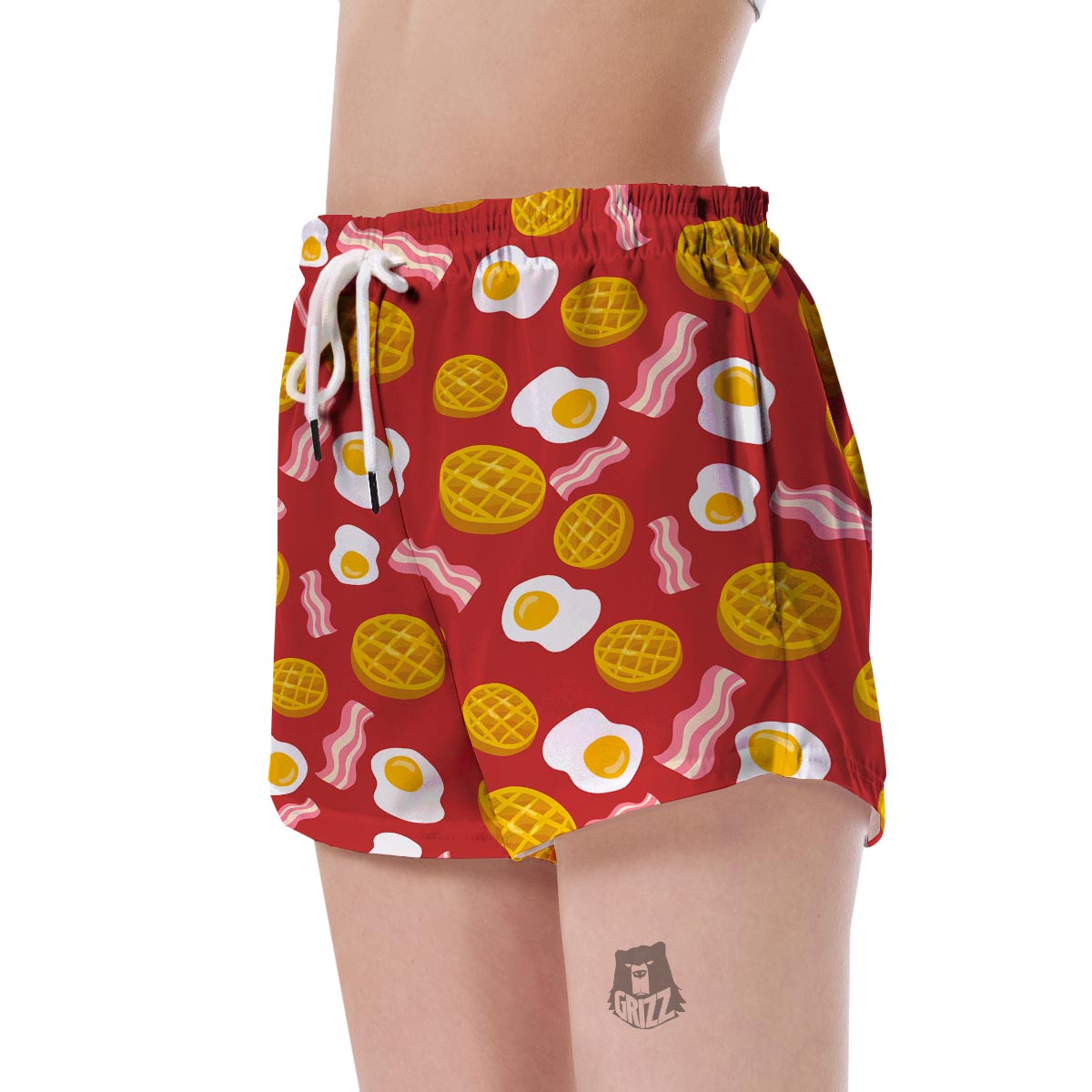 Bacon Egg Pancake Pattern Print Women's Shorts-grizzshop