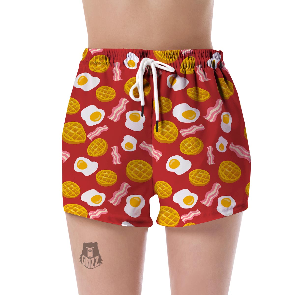 Bacon Egg Pancake Pattern Print Women's Shorts-grizzshop