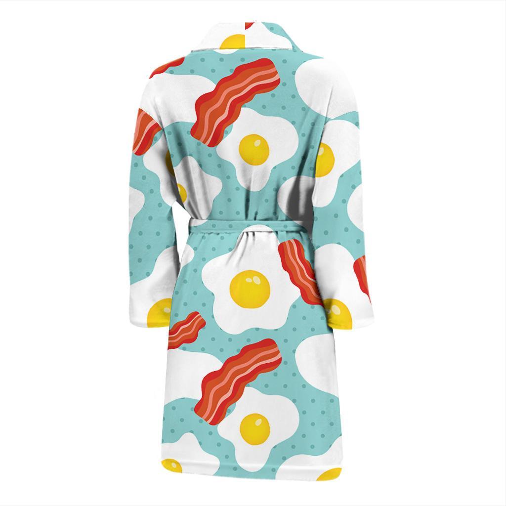 Bacon Egg Pattern Print Men Long Robe-grizzshop