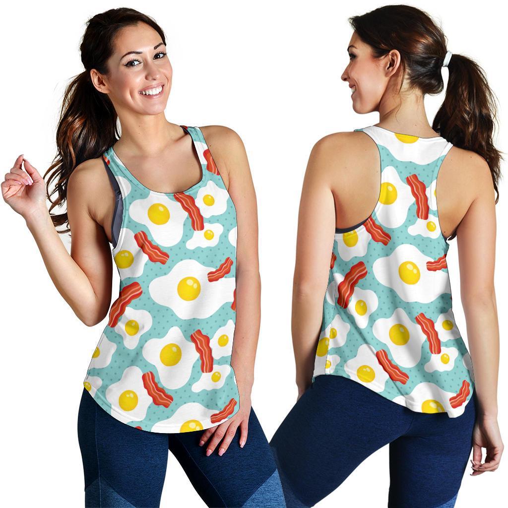 Bacon Egg Pattern Print Racerback Tank Tops-grizzshop