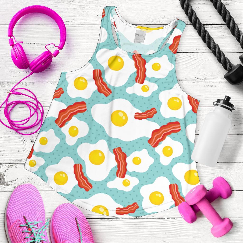 Bacon Egg Pattern Print Racerback Tank Tops-grizzshop