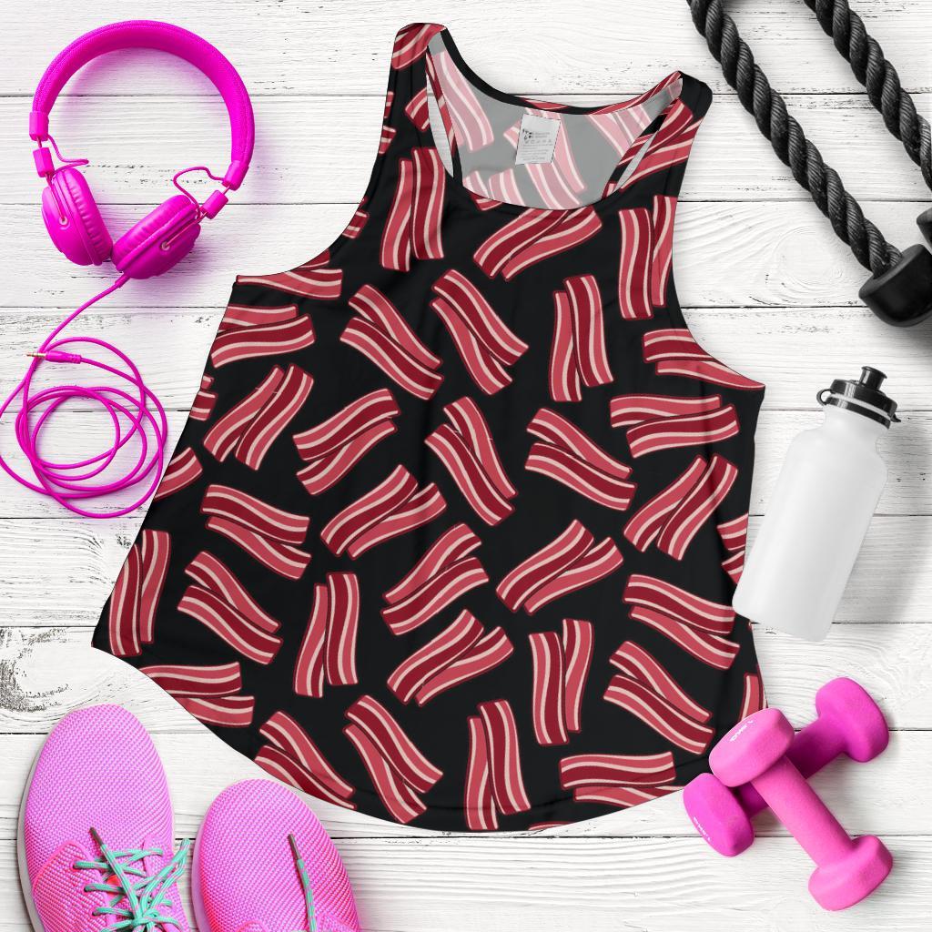 Bacon Pattern Print Racerback Tank Tops-grizzshop