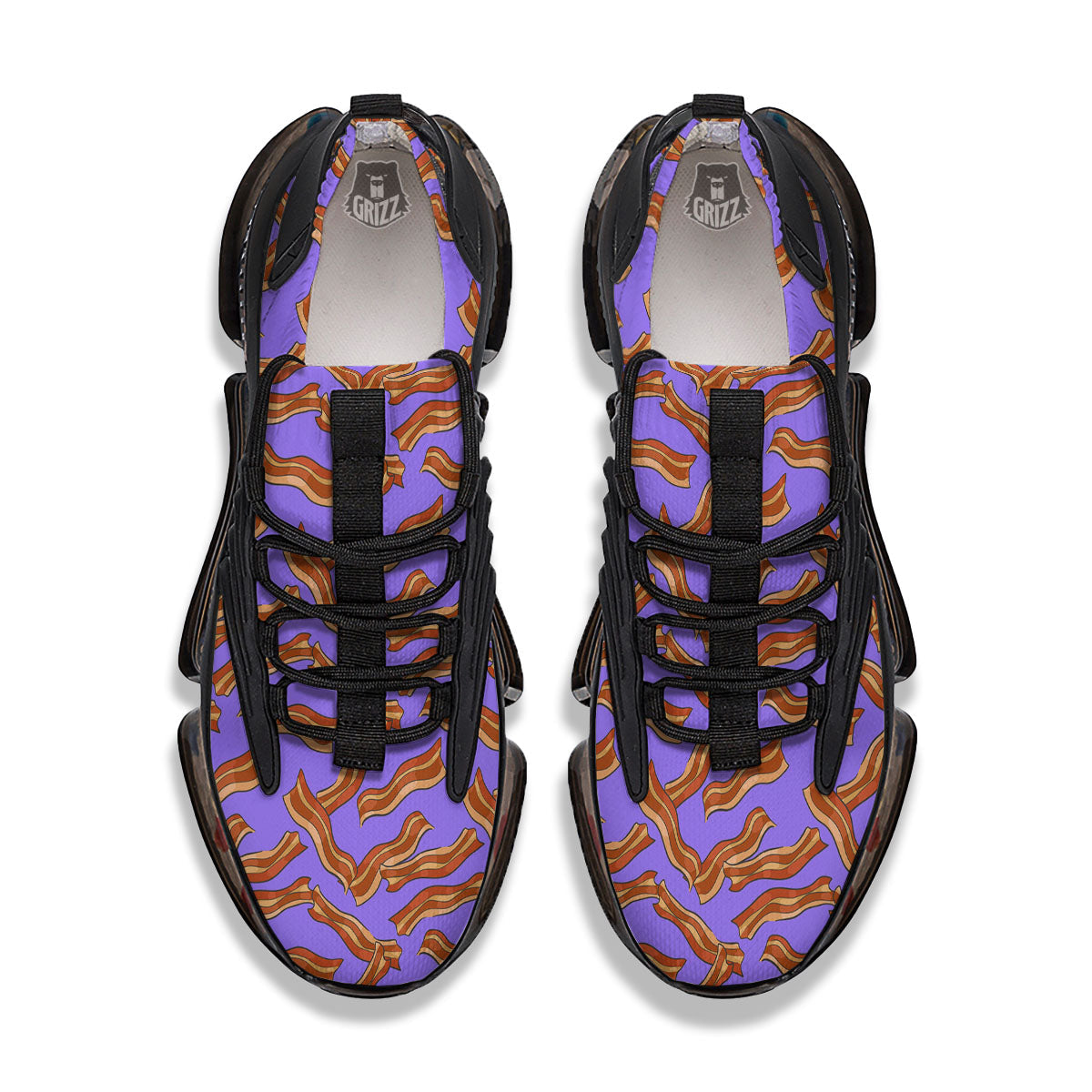 Bacon Purple Print Pattern Black Gym Shoes-grizzshop