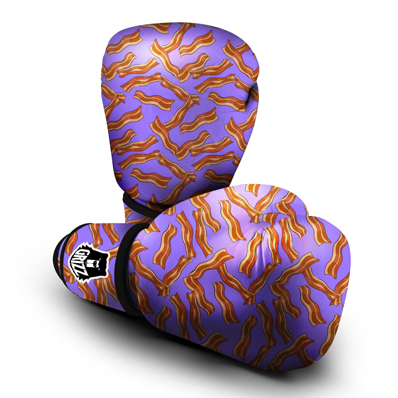 Bacon Purple Print Pattern Boxing Gloves-grizzshop
