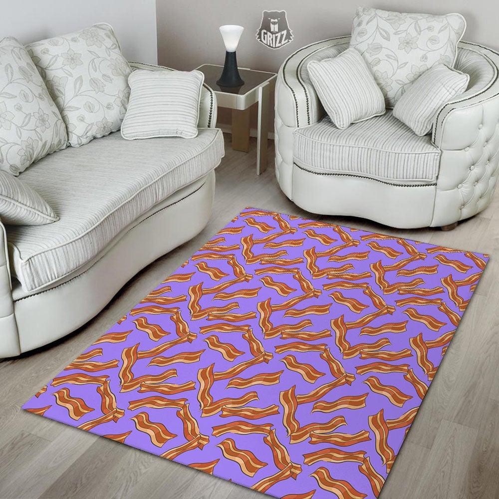 Bacon Purple Print Pattern Floor Mat-grizzshop