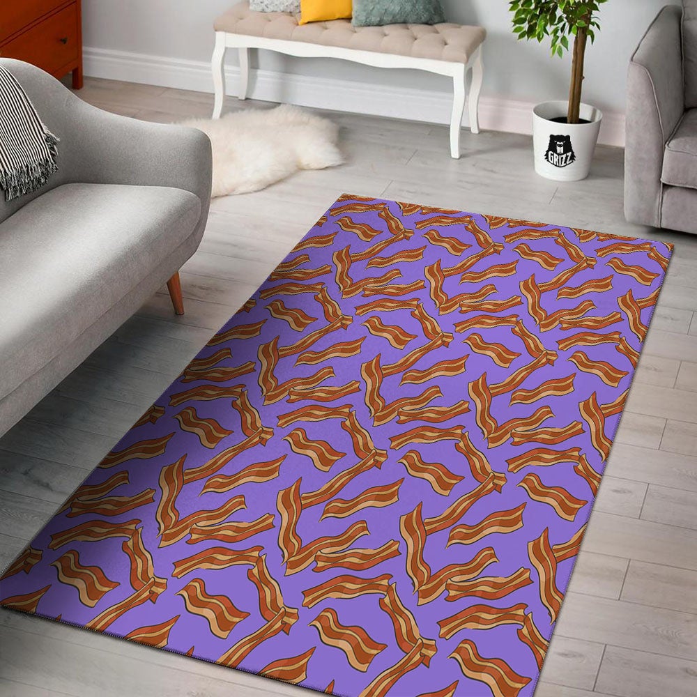 Bacon Purple Print Pattern Floor Mat-grizzshop