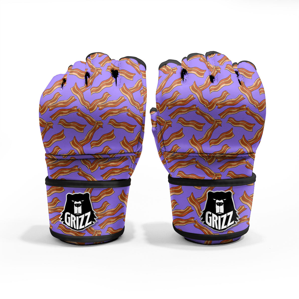 Bacon Purple Print Pattern MMA Gloves-grizzshop