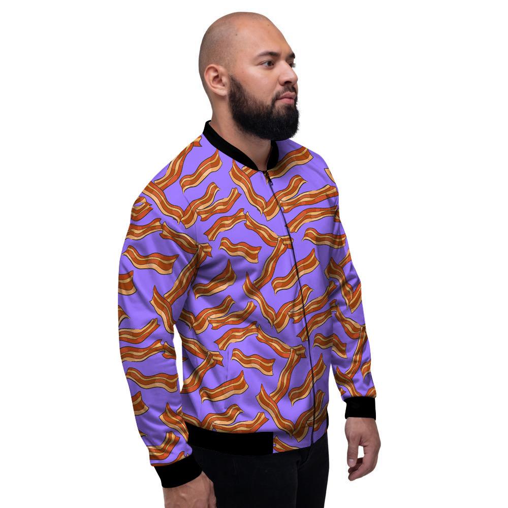 Bacon Purple Print Pattern Men's Bomber Jacket-grizzshop
