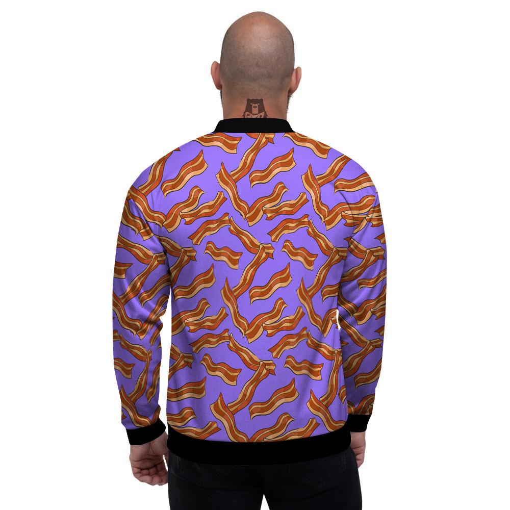 Bacon Purple Print Pattern Men's Bomber Jacket-grizzshop