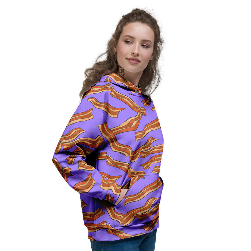 Bacon Purple Print Pattern Women's Hoodie-grizzshop