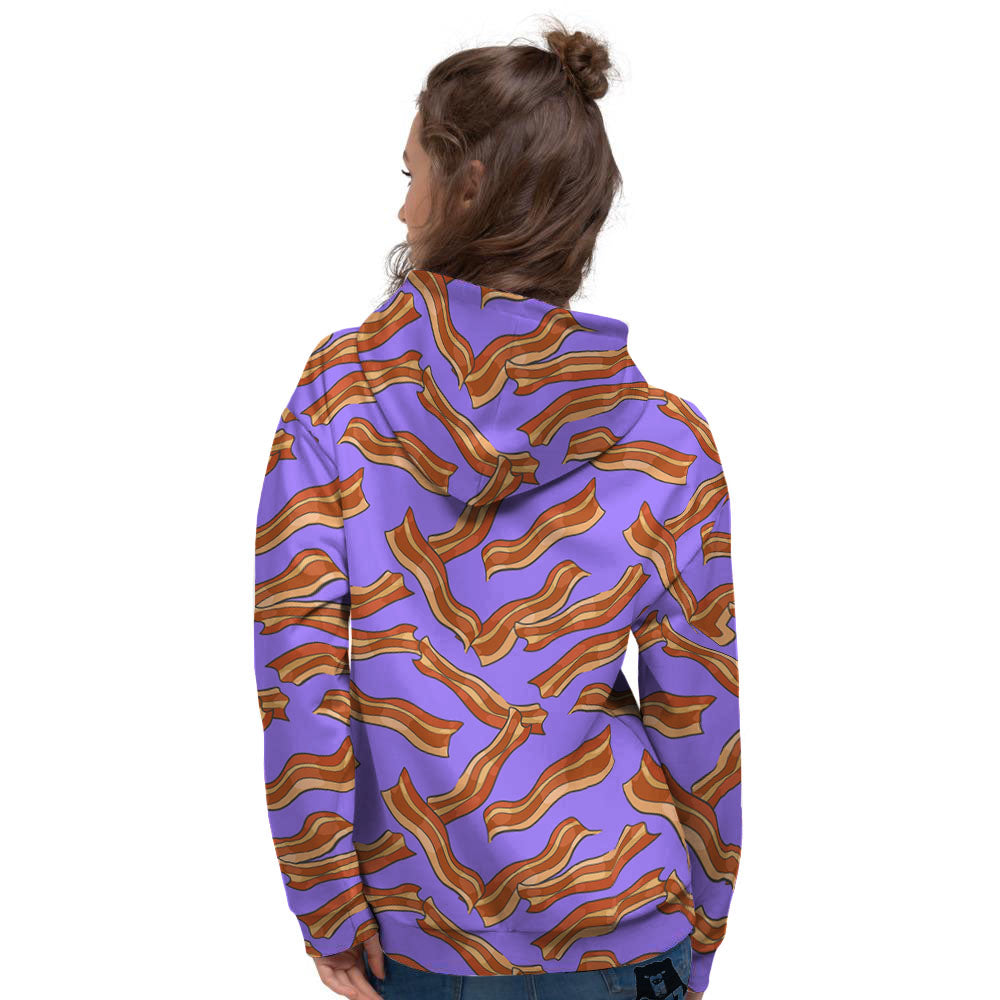 Bacon Purple Print Pattern Women's Hoodie-grizzshop