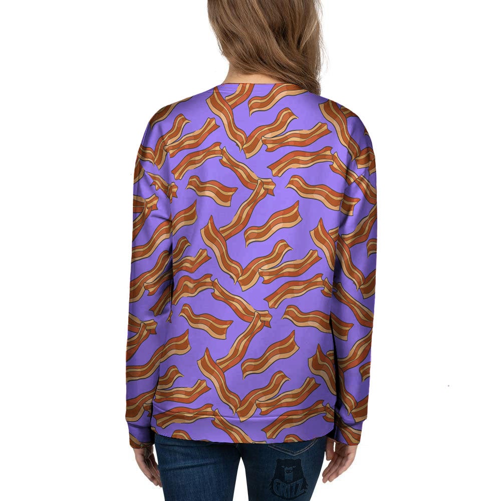 Bacon Purple Print Pattern Women's Sweatshirt-grizzshop