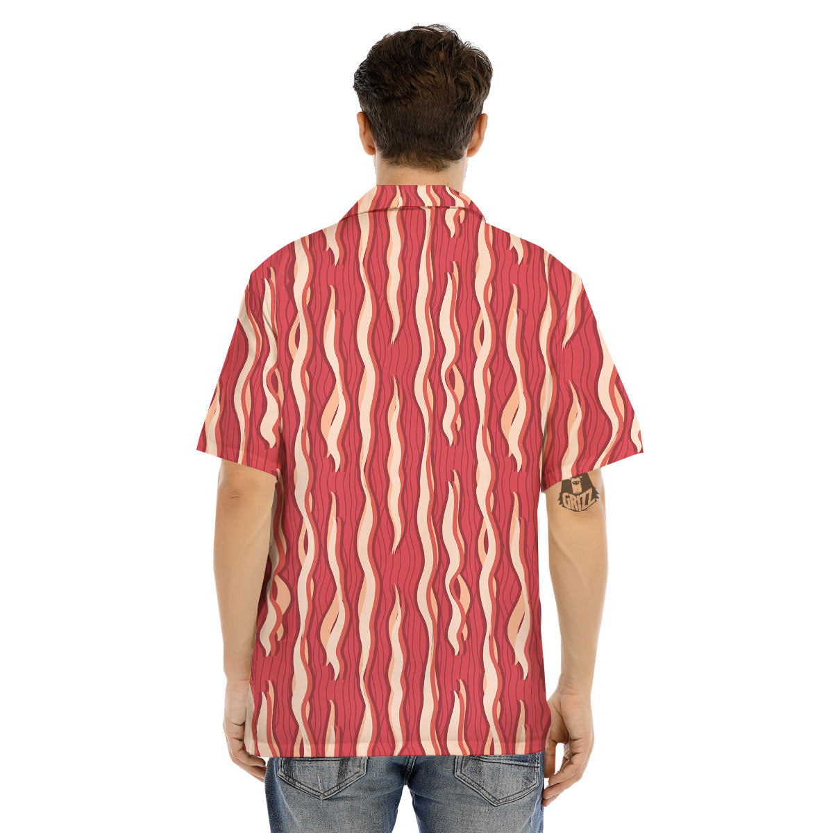 Bacon Texture Print Pattern Men's Hawaiian Shirt-grizzshop