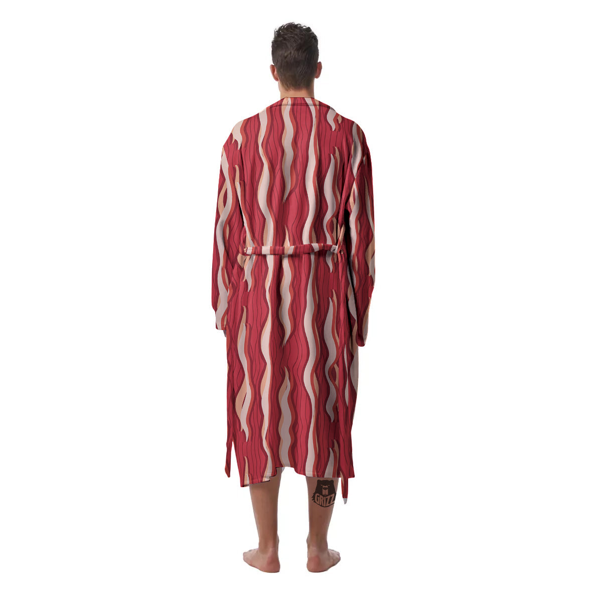 Bacon Texture Print Pattern Men's Robe-grizzshop