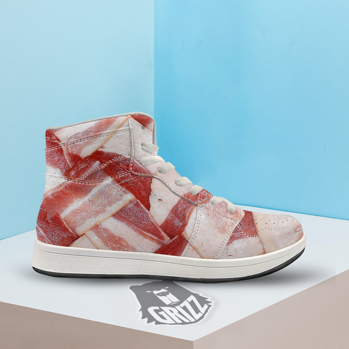 Bacon Weaving Print High Top Sneakers-grizzshop