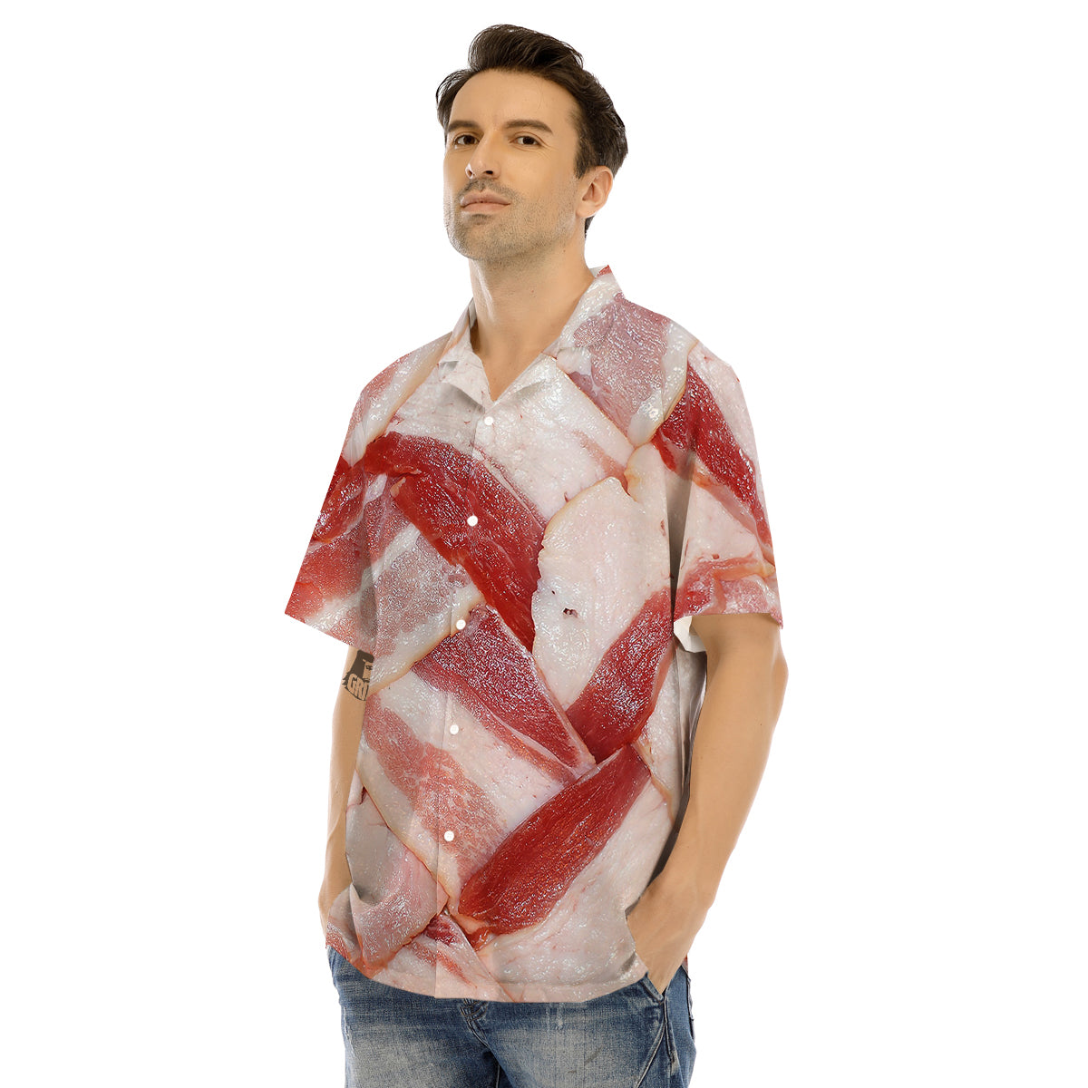Bacon Weaving Print Men's Hawaiian Shirt-grizzshop