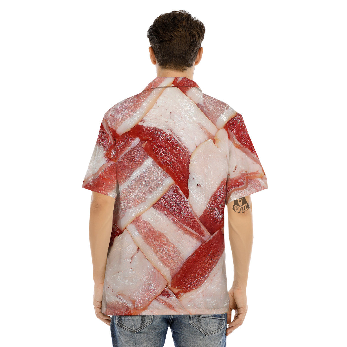 Bacon Weaving Print Men's Hawaiian Shirt-grizzshop