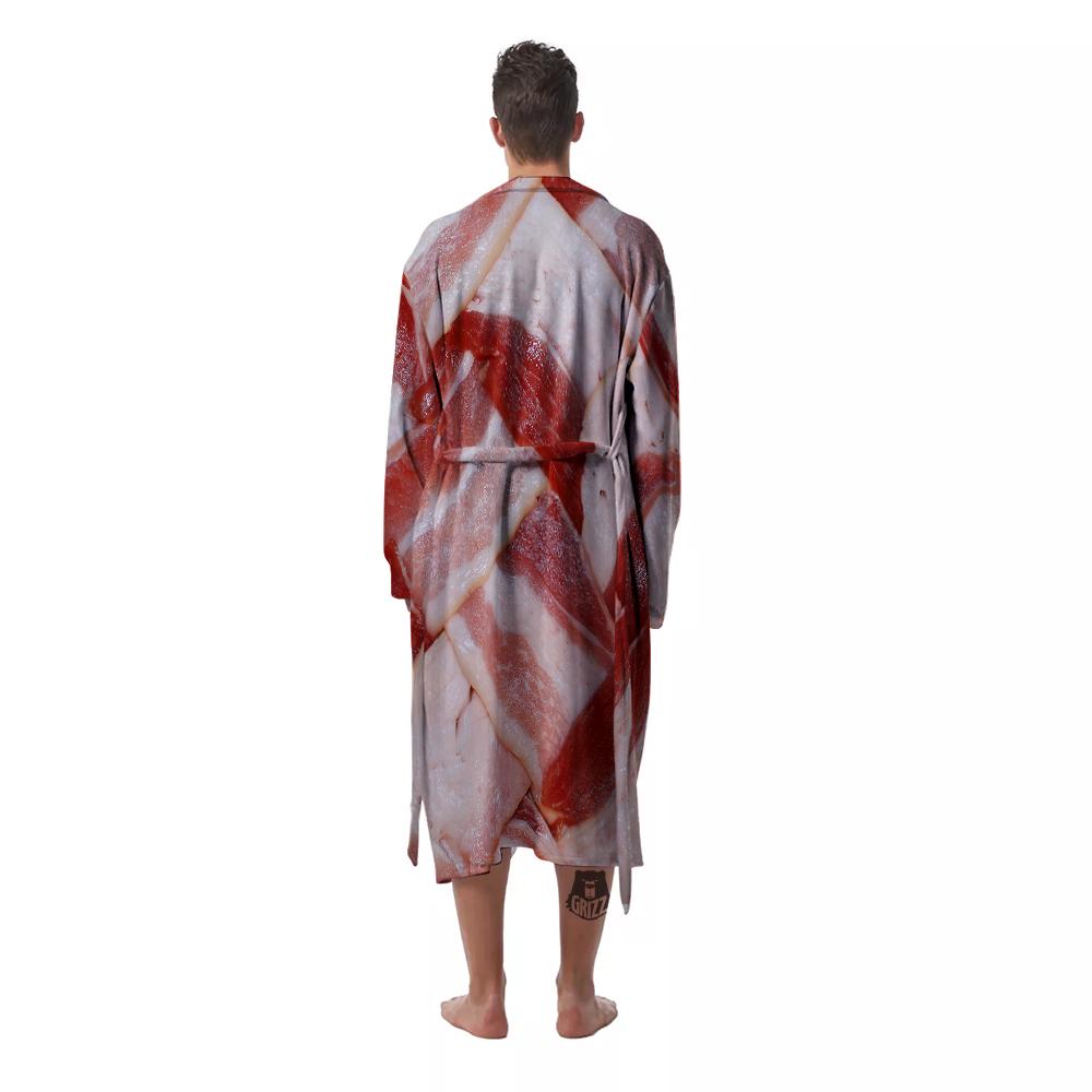 Bacon Weaving Print Men's Robe-grizzshop
