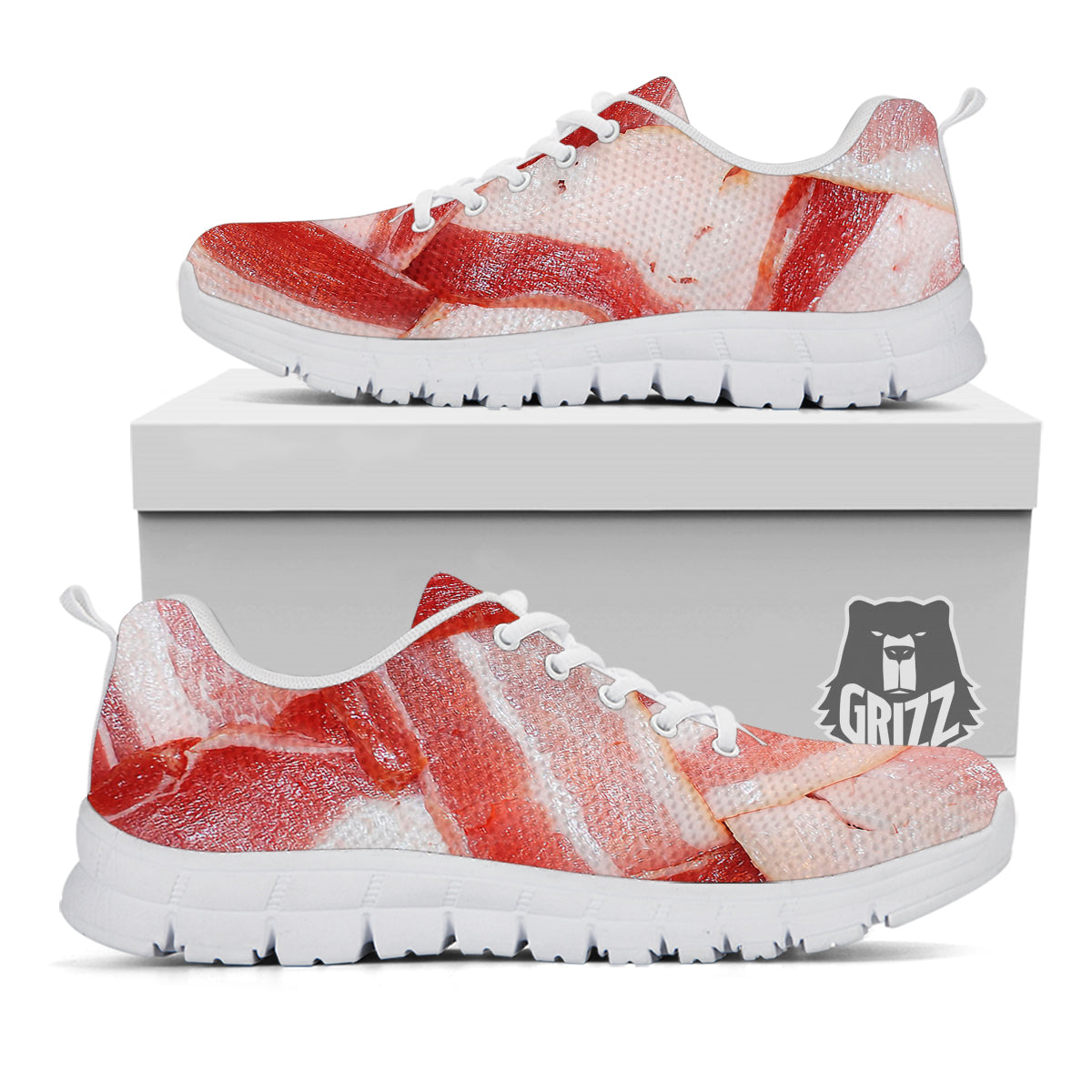 Bacon Weaving Print White Sneaker-grizzshop