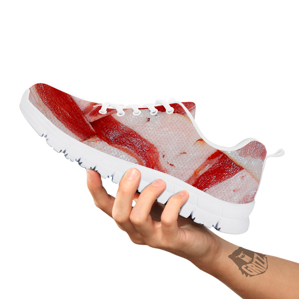 Bacon Weaving Print White Sneaker-grizzshop