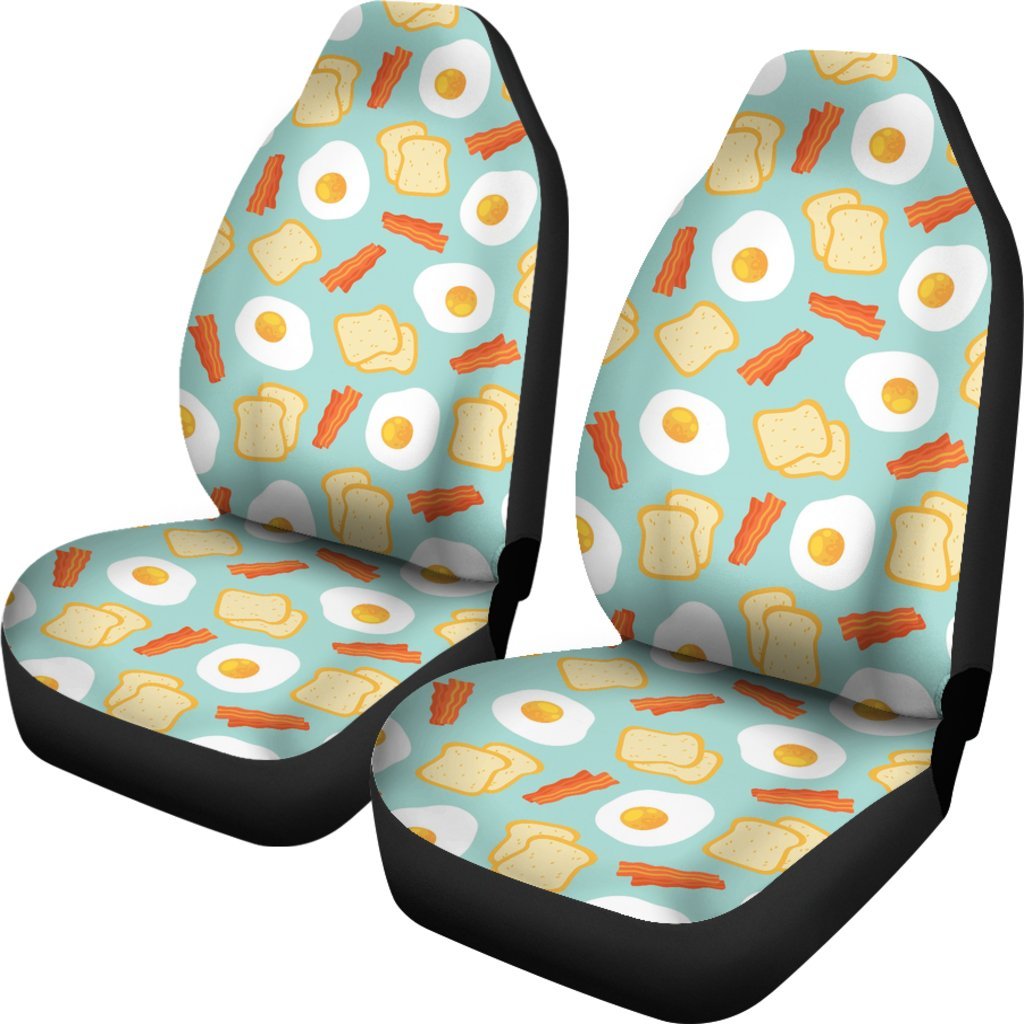 Bacon Egg Bread Pattern Print Universal Fit Car Seat Cover-grizzshop