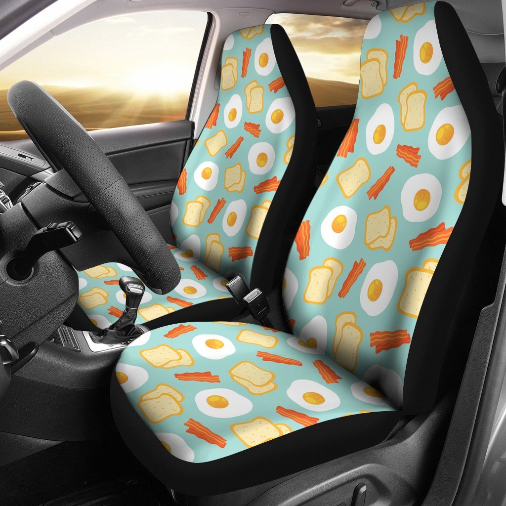 Bacon Egg Bread Pattern Print Universal Fit Car Seat Cover-grizzshop