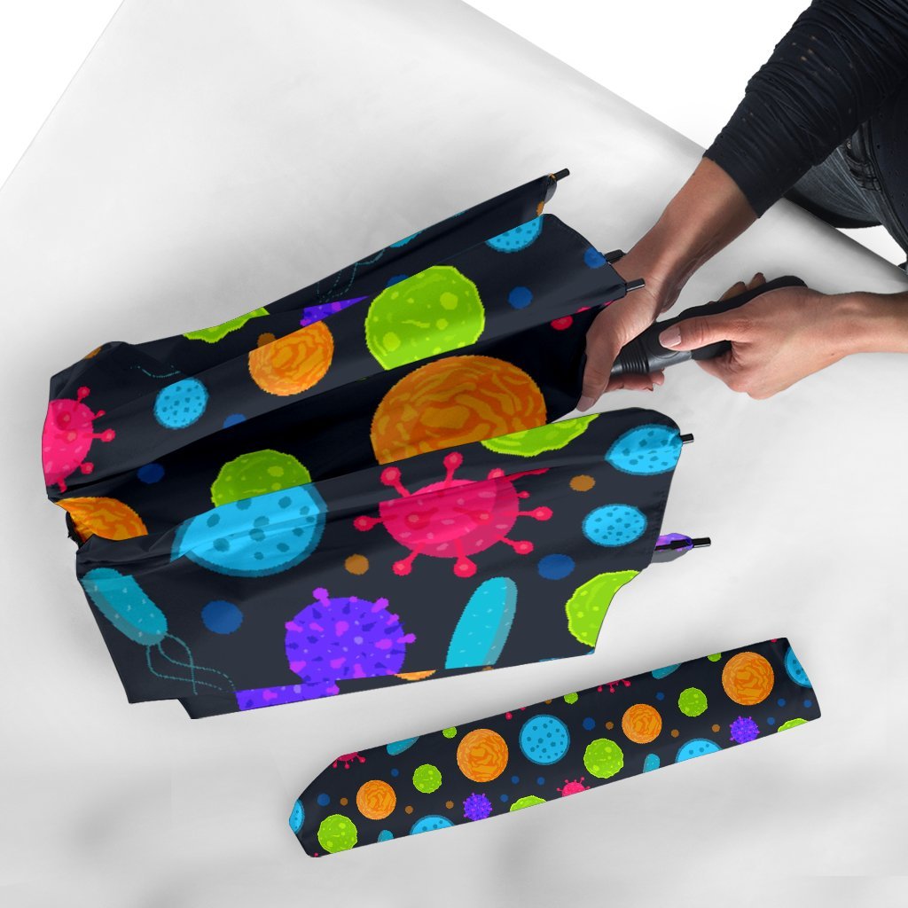 Bacteria Virus Pattern Print Automatic Foldable Umbrella-grizzshop