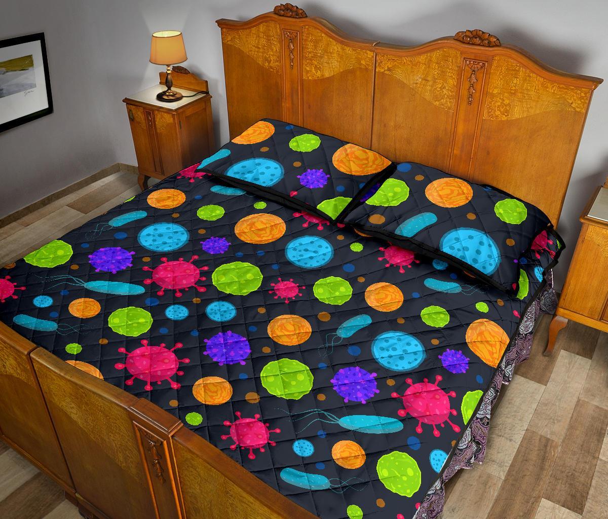 Bacteria Virus Pattern Print Bed Set Quilt-grizzshop