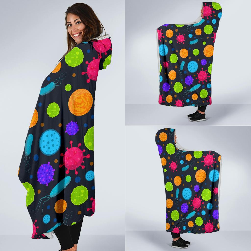 Bacteria Virus Pattern Print Hooded Blanket-grizzshop
