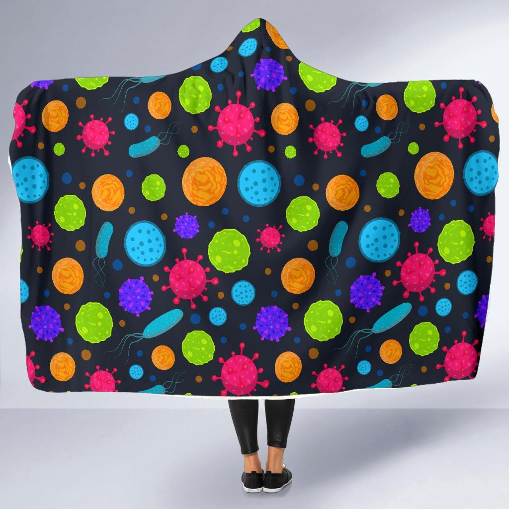 Bacteria Virus Pattern Print Hooded Blanket-grizzshop