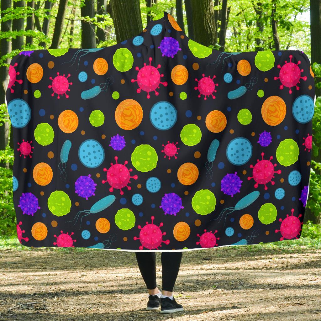 Bacteria Virus Pattern Print Hooded Blanket-grizzshop