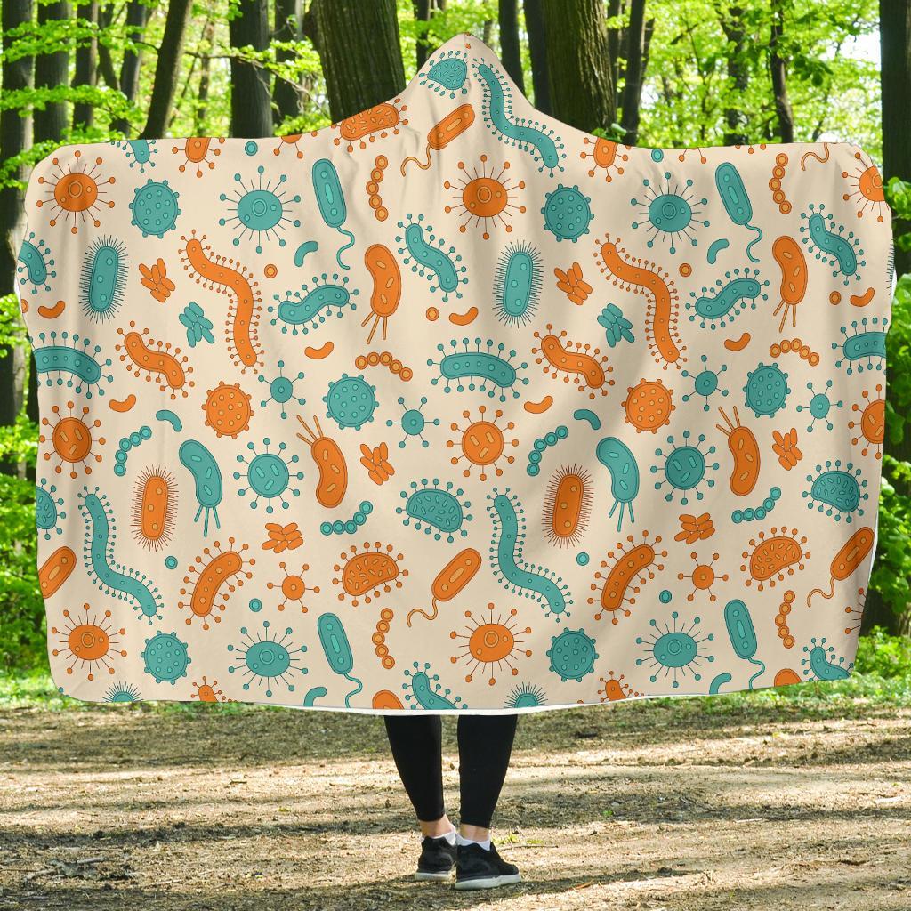 Bacteria Virus Print Pattern Hooded Blanket-grizzshop