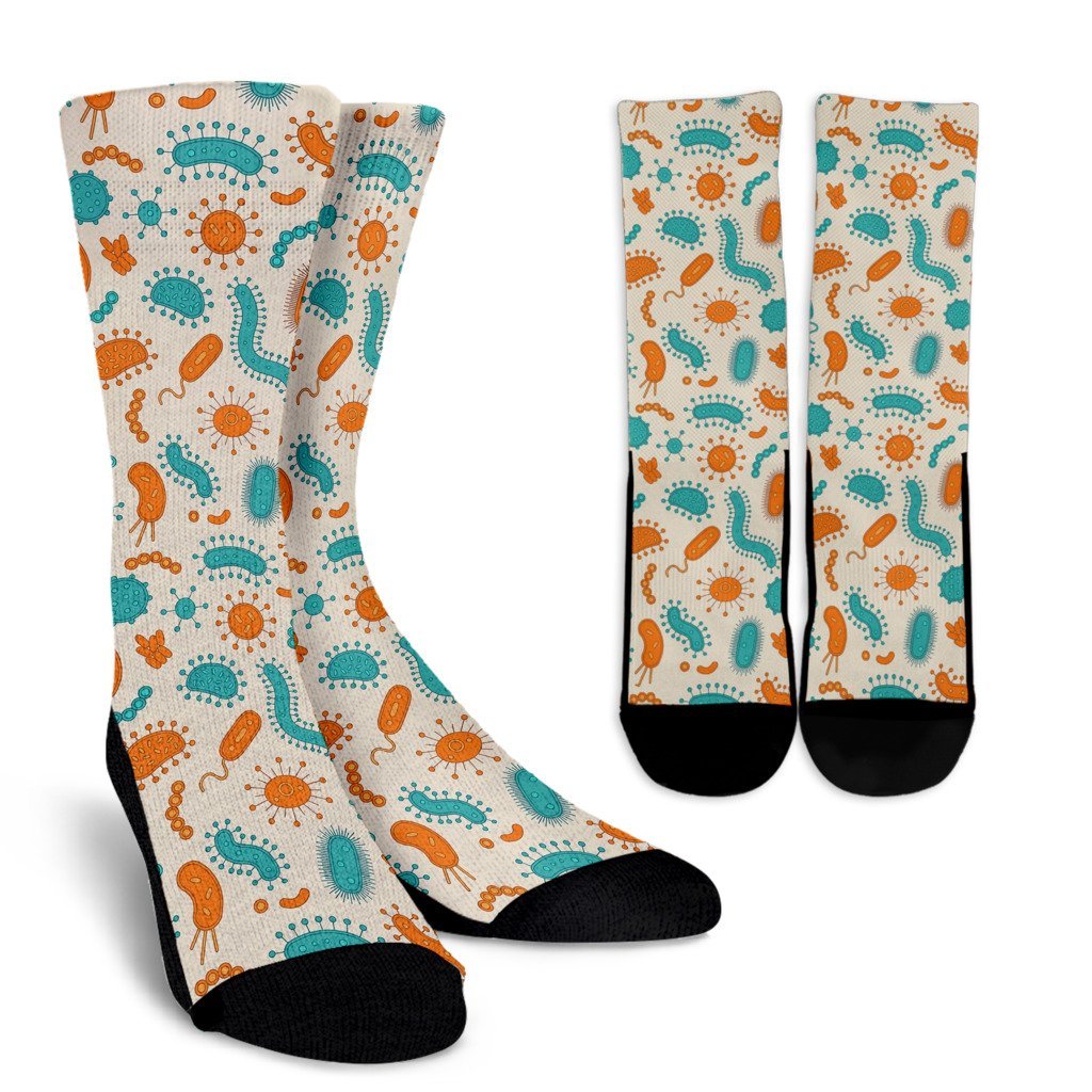 Bacteria Virus Print Pattern Unisex Crew Socks-grizzshop