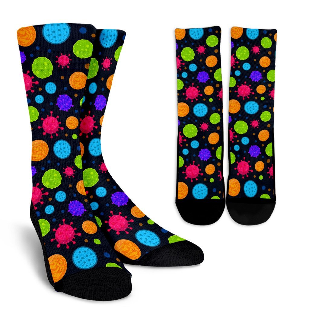 Bacteria Virus Pattern Print Unisex Crew Socks-grizzshop