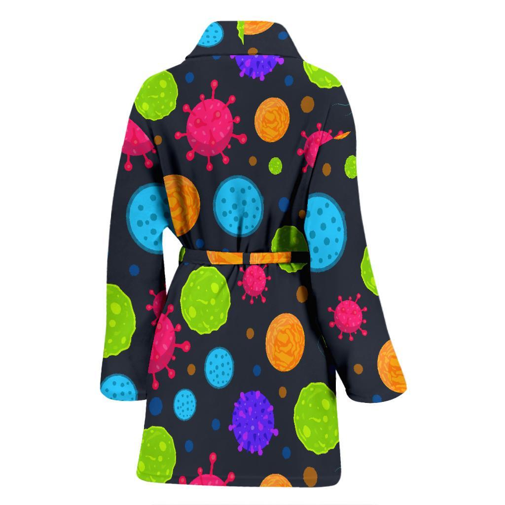 Bacteria Virus Pattern Print Women Long Robe-grizzshop